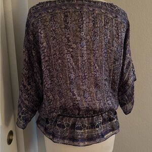 Joie Purple Patterned Sheer Blouse